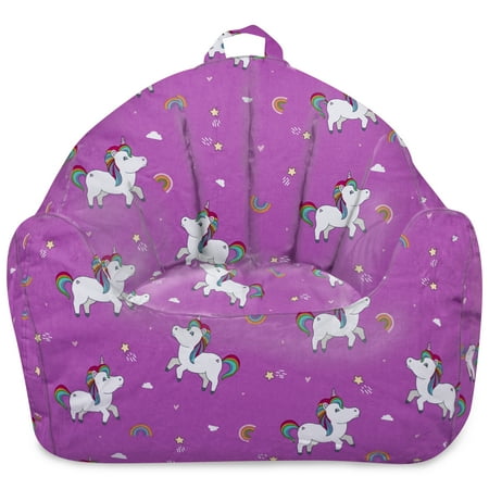 Posh Creations Malibu Bean Bag Chair Lounger, Kids, 2.8 ft, Canvas Rainbow Unicorns
