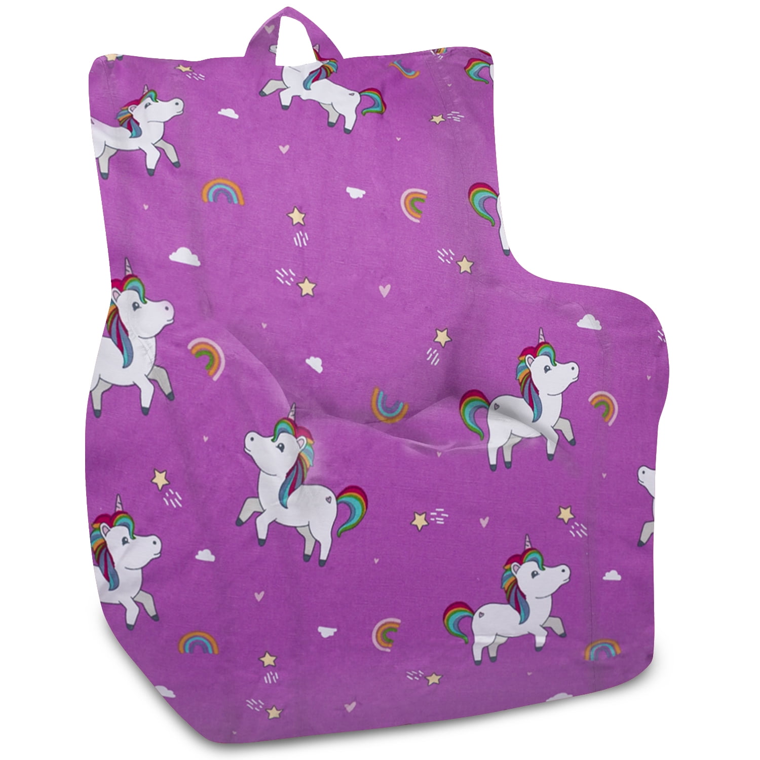 Posh Creations Pasadena Bean Bag Chair, Kids, 1.8 ft, Canvas Rainbow Unicorns