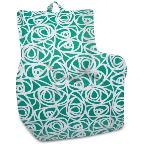 Posh Creations Pasadena Bean Bag Chair, Kids, 1.8 ft, Canvas Roses Mint