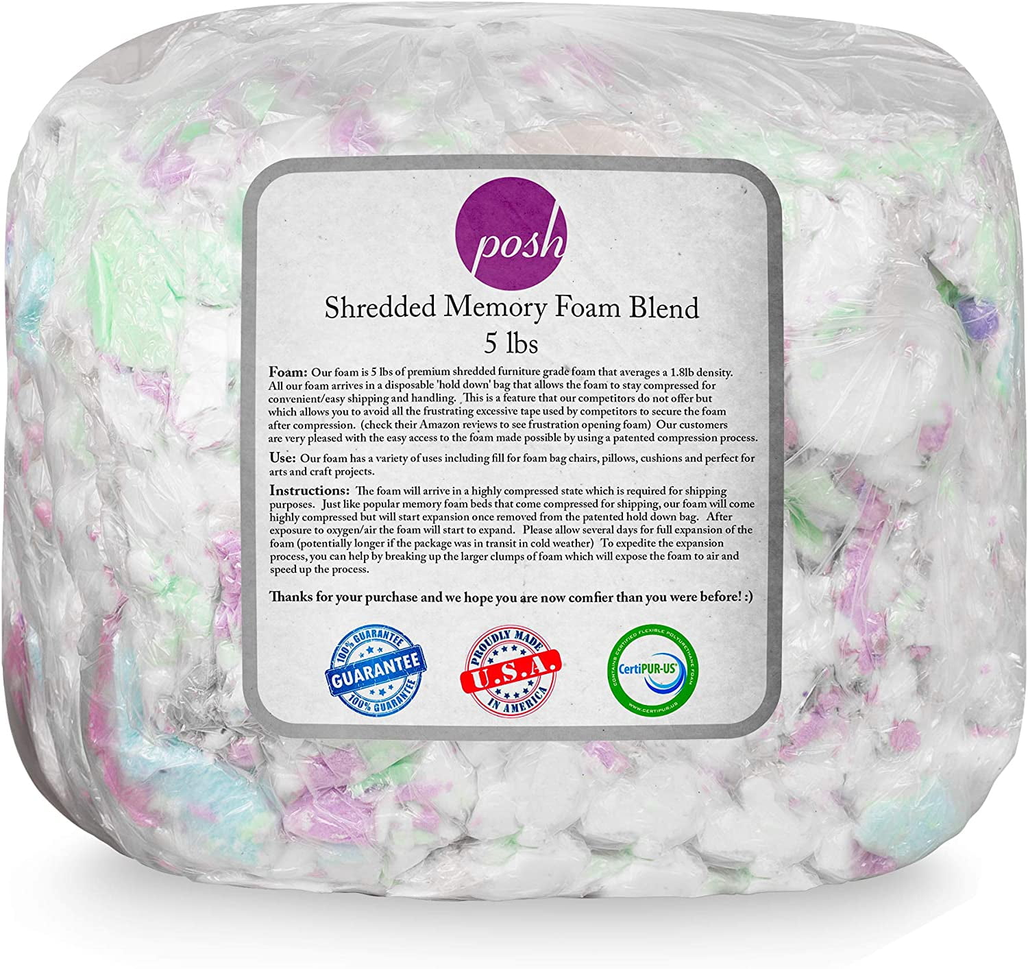 Posh Creations Refill Foam Filling Bean Bag Refill Kids Adults 20 lbs Multi Color Walmart