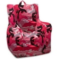 thumbnail image 1 of Posh Creations Structured Bean Bag Chair,Kids,Pasadena Seat,1.8ft, Nylon-Camo Pink, Black, 1 of 2