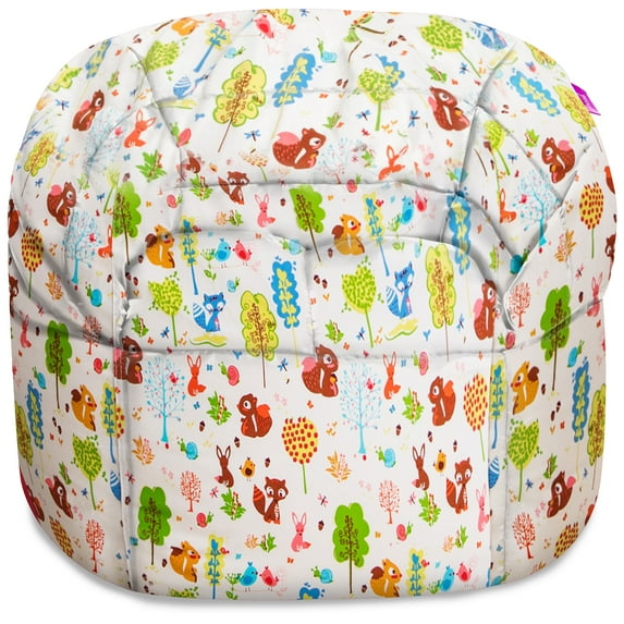 Posh Creations Structured Bean Bag Chair Sonoma Lounge Teens,Canvas, 2 Ft, Forest Critters