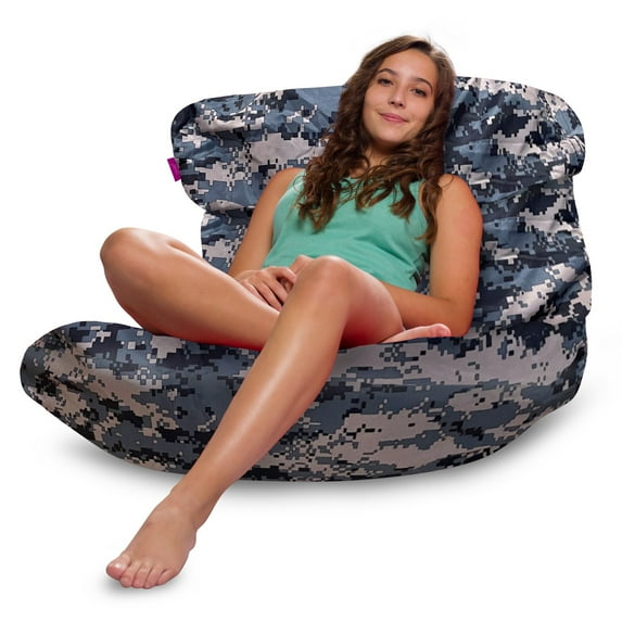 Posh Creations Structured Comfy Bean Bag Chair, Laguna Lounger, Nylon - Camo Digital