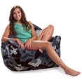 thumbnail image 1 of Posh Creations Structured Comfy Bean Bag Chair, Malibu Lounge, Nylon - Camo Dark and Black Gray, 1 of 5