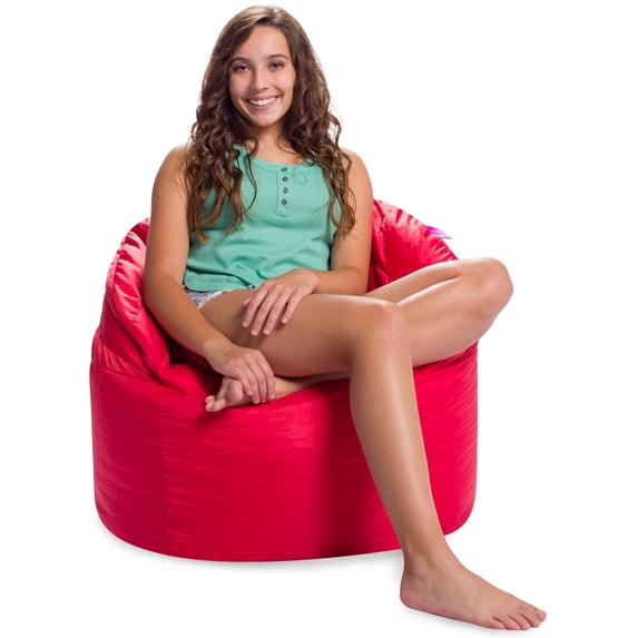 Posh Creations Structured Comfy Bean Bag Chair Sonoma Lounge for Teens, Nylon, 2 Ft, Red