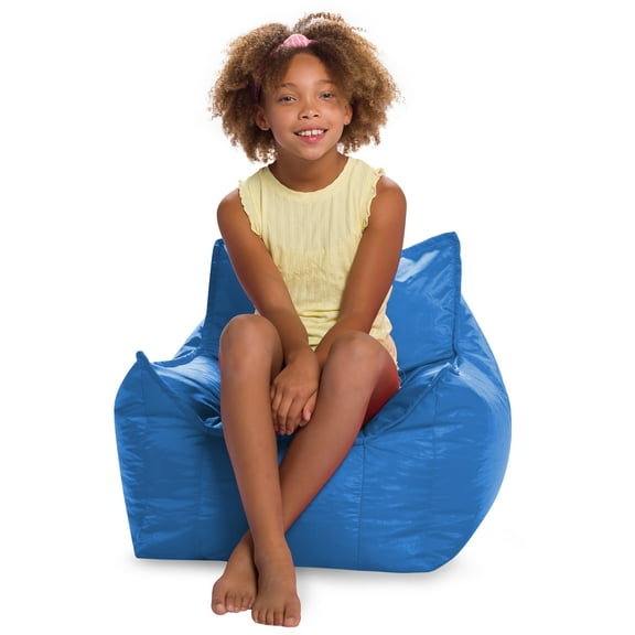 Posh Creations Structured Comfy Bean Bag Chair, for Kids, Newport Seat, 2.1 ft, Nylon-Navy