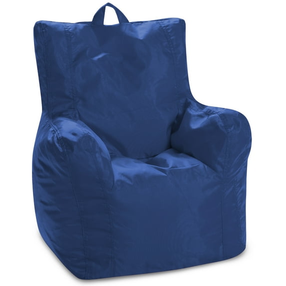 Posh Creations Structured Comfy Bean Bag Chair, for Kids,Pasadena Seat, 1.8 ft, Nylon-Navy