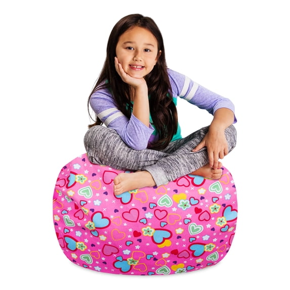 Posh Creations Stuffable Organizing Cover Only, Canvas, Kids,2ft, Color Hearts on Pink