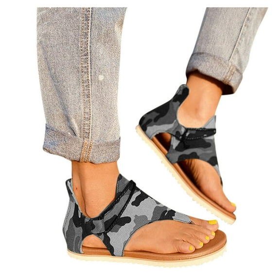 Posh Gladiator Sandals for Women Comfy Flat Sandals Vintage Summer Vintage Flip Flop Flat Sandals with Zipper