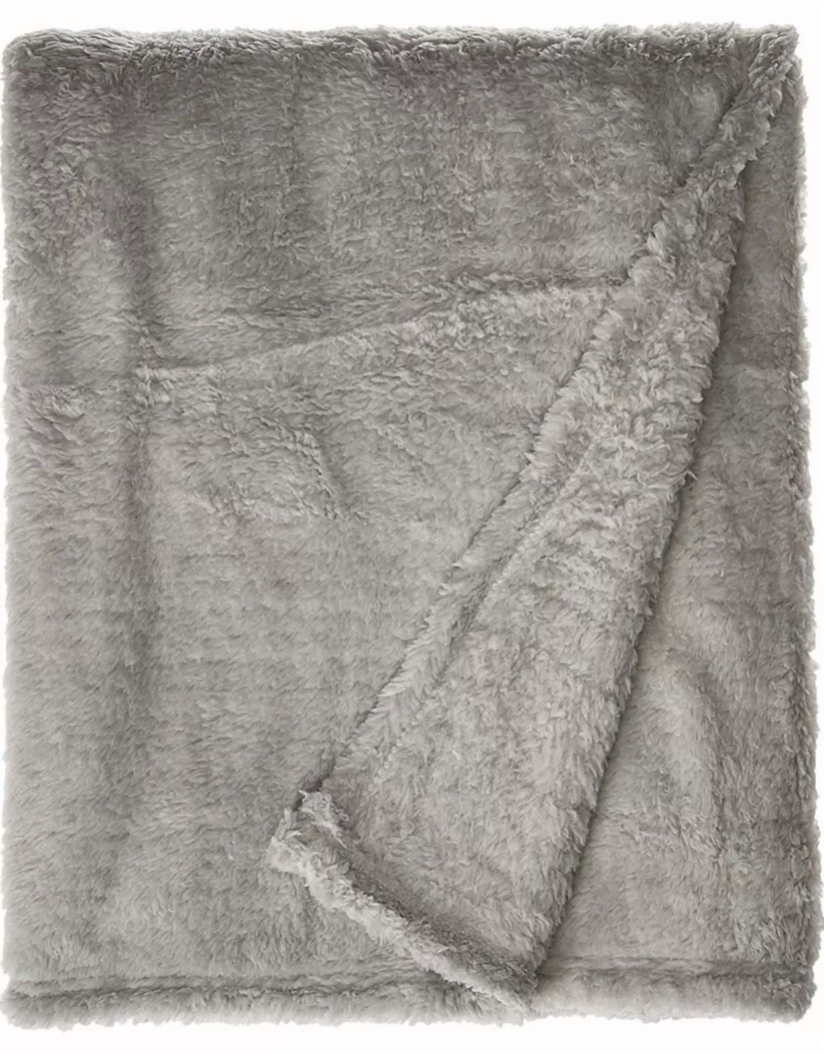Posh Home 60" X 50" Premium Luxurious Soft Sherpa Throw Blanket- Grey