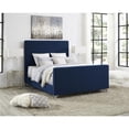 thumbnail image 1 of Posh Living Alex Linen Fabric Upholstered Platform King Bed Frame in Blue, 1 of 9