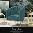 thumbnail image 1 of Posh Living Blaze Velvet Accent & Slipper Chair, Teal & Gold - 31 x 30 x 34 in., 1 of 1