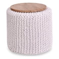 thumbnail image 1 of Posh Living Brayton Cotton Yarn 3-in-1 Pouf/Ottoman/End Table White, 1 of 7