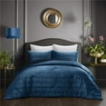 thumbnail image 1 of Posh Living GCS360-02NYK-UE Posh Living Aubriella Crushed Velvet Channel 3pc King/California King Comforter Set, Navy, 1 of 1