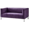 thumbnail image 1 of Posh Living Hayden Velvet Tuxedo Loveseat with Y-Metal Base in Purple/Chrome, 1 of 9