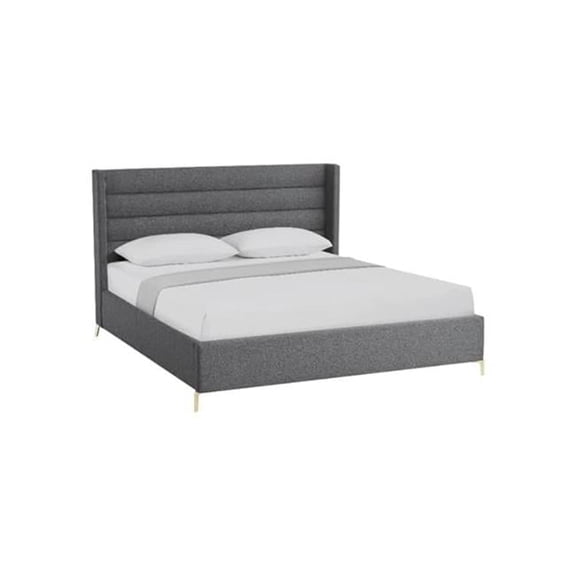 Posh Living Kaeson Linen King Size Platform Bed Grey