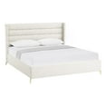 thumbnail image 1 of Posh Living Kaeson Upholstered Linen & Wood King Platform Bed in Light Beige, 1 of 8