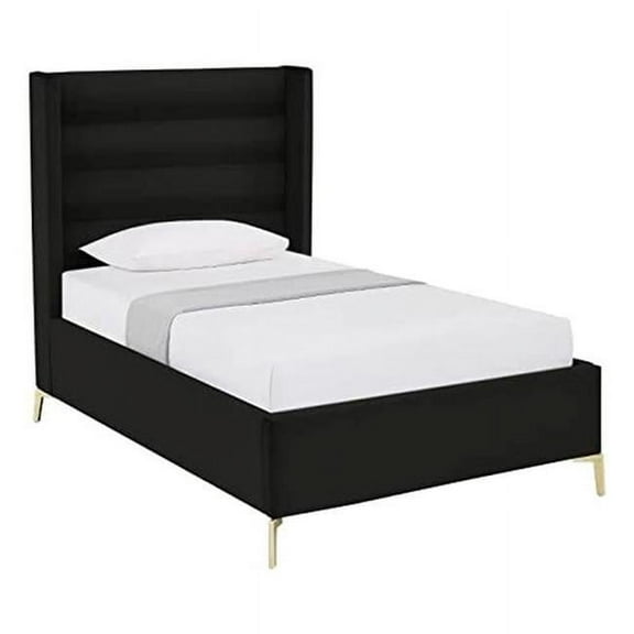 Posh Living Kaeson Upholstered Velvet & Wood Full Platform Bed in Black