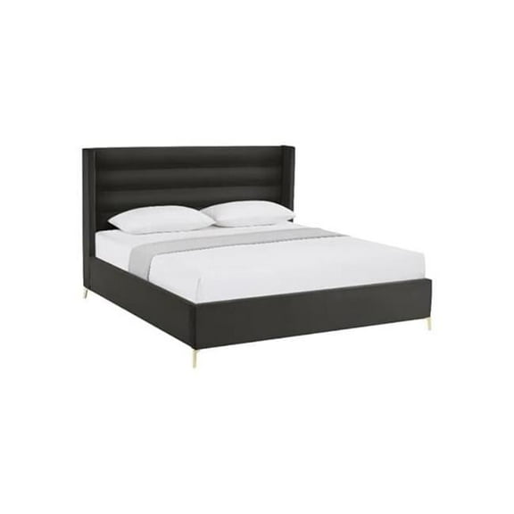 Posh Living Kaeson Velvet King Size Platform Bed Black