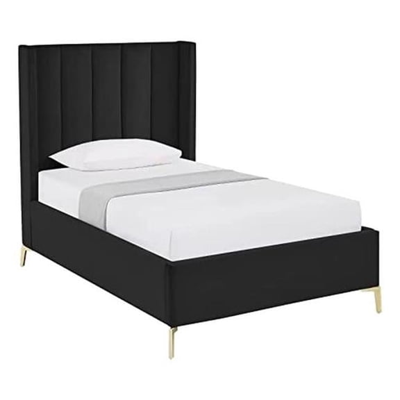 Posh Living Kam Upholstered Bed, Black - Full Size