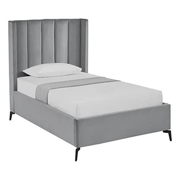 Posh Living Kam Upholstered Bed, Light Grey - Full Size