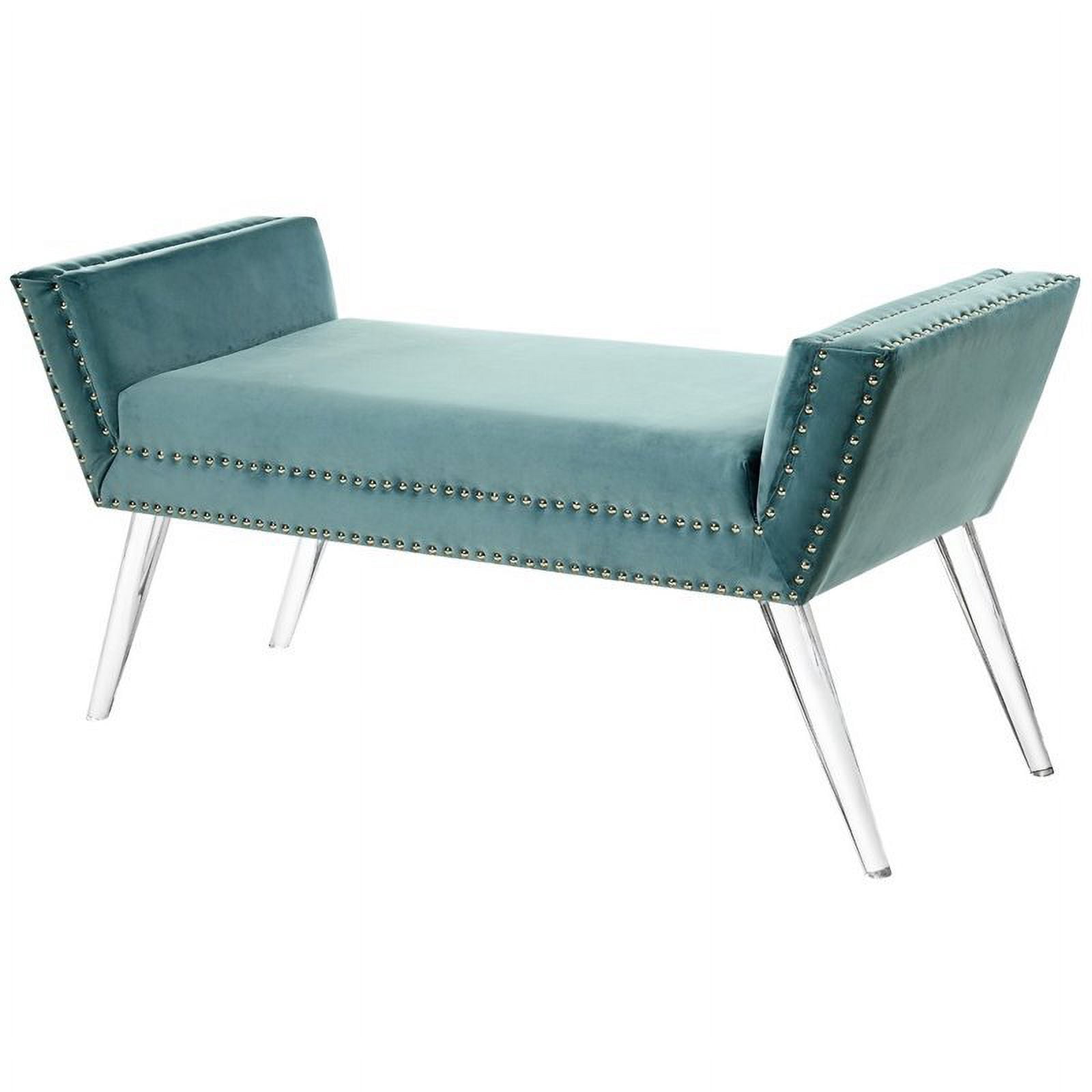 Posh Bench Posh Living Katherine Velvet Upholstered Bench with Acrylic Legs in ...