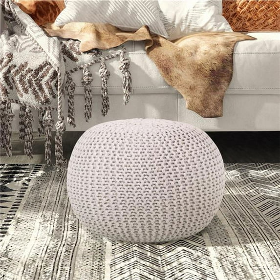 Posh Living Emmaleigh Cotton Yarn Pouf White