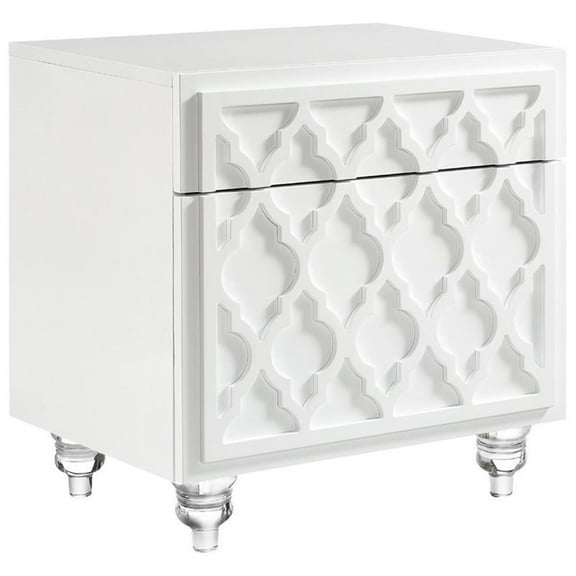 Posh Living Lydia Modern 1-Drawer Nightstand in White