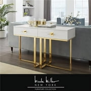 Posh Living Mano 2-Drawers Stainless Steel Base Console Table White/Gold