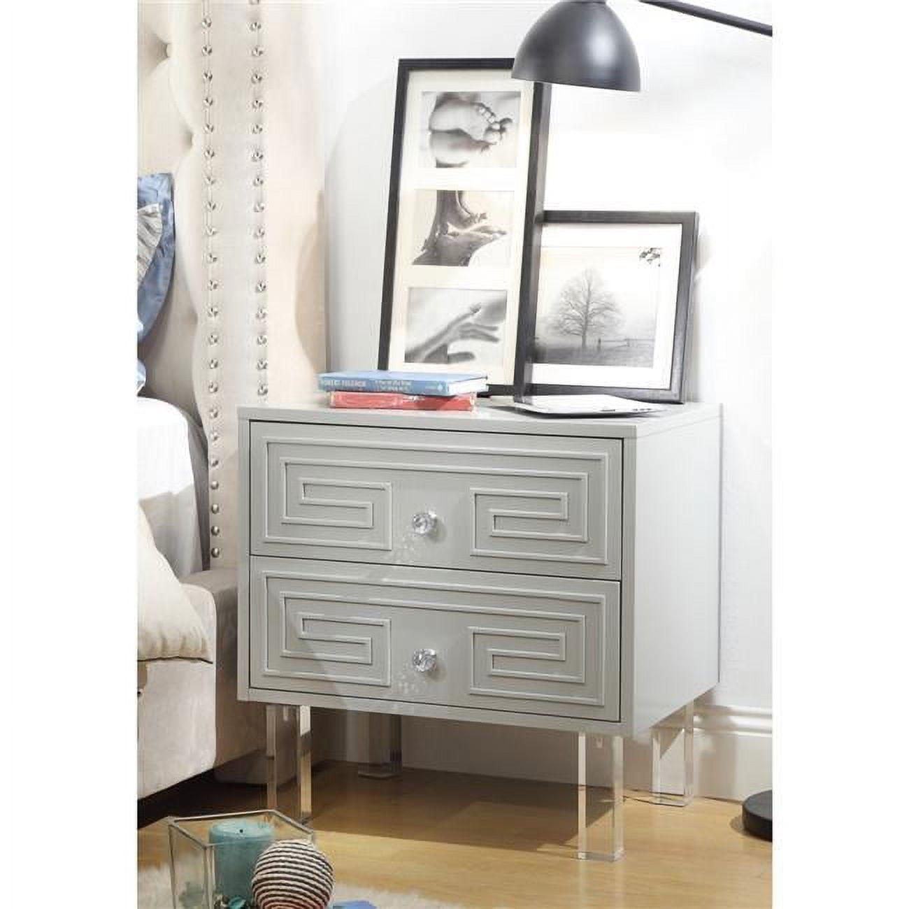 Gray lacquer sale nightstand