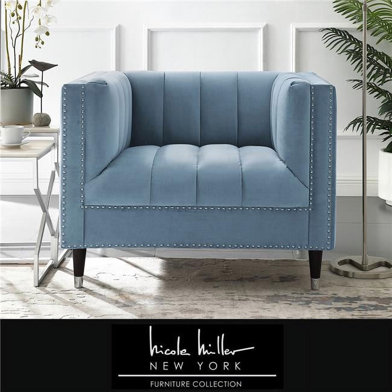 Posh Living SAC242-02SG-UE 29.5 x 31.1 x 30.7 in. Grecia Upholstered Accent  Chair, Teal Velvet