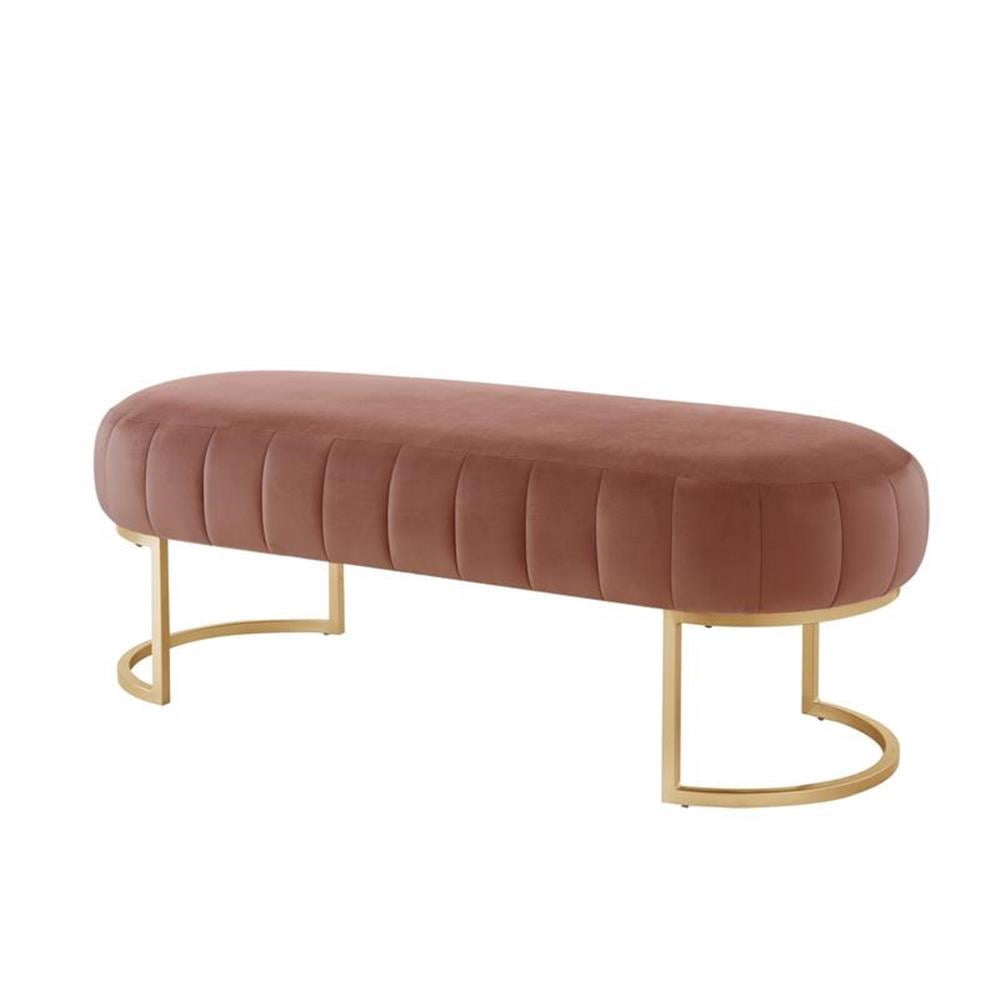 Posh Bench Posh Living Nicole Miller Orpheus Modern Velvet Bench in Blush Pink ...