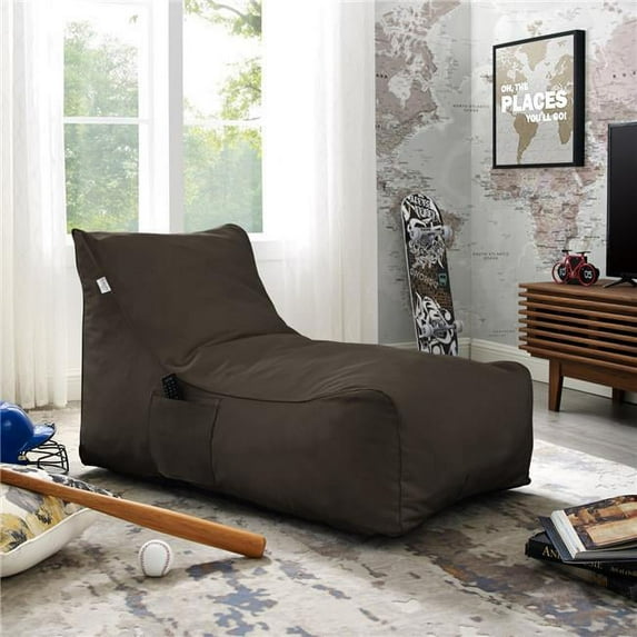 Posh Living Nylon Bean Bag Chair, Foam Sofa, Lounge Chair, Sleeper Couch, Memory Foam Sofa & Floor Chair, Brown - 41.7 x 27.2 x 26.3 in.