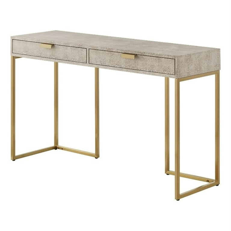 Posh Living Omer Faux Shagreen Console Table Cream White Gold Walmart
