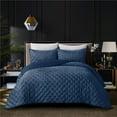 thumbnail image 1 of Posh Living  Posh Living Jenny Crushed Velvet Quilted 3pc Full/Queen Comforter Set, Navy, 1 of 1