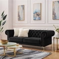 thumbnail image 1 of Arlette Sofa Black Velvet  Button Tufted Gold Nailhead Trim Sinuous Springs, 1 of 11