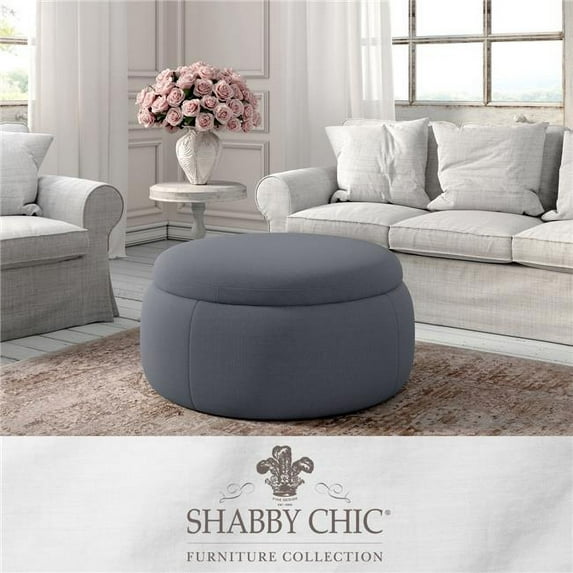 Flora Ottoman Dark Gray Linen Upholstered Storage