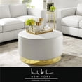 thumbnail image 1 of Posh Living Suchada Faux Leather Round Cocktail Ottoman in White/Gold, 1 of 7
