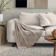 thumbnail image 1 of Jamar Taupe Polyester 50x60 Inches Chenille Diamond Cable Cozy Knit Throw, 1 of 8