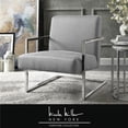 thumbnail image 1 of Posh Living Xzavier Faux Leather Accent Chair in Light Gray/Chrome, 1 of 8