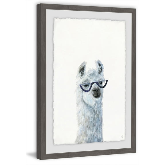 Posh Llama Framed Painting Art Print, 12.00" x 1.50"