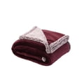 thumbnail image 1 of Posh Pascal 50"x60" Reversible Flannel Heathered Sherpa Blanket in Purple, 1 of 10
