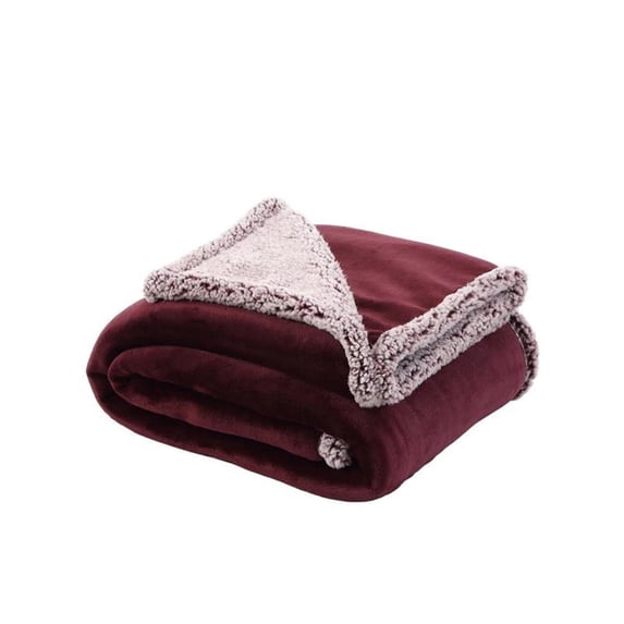 Posh Pascal 50"x60" Reversible Flannel Heathered Sherpa Blanket in Purple