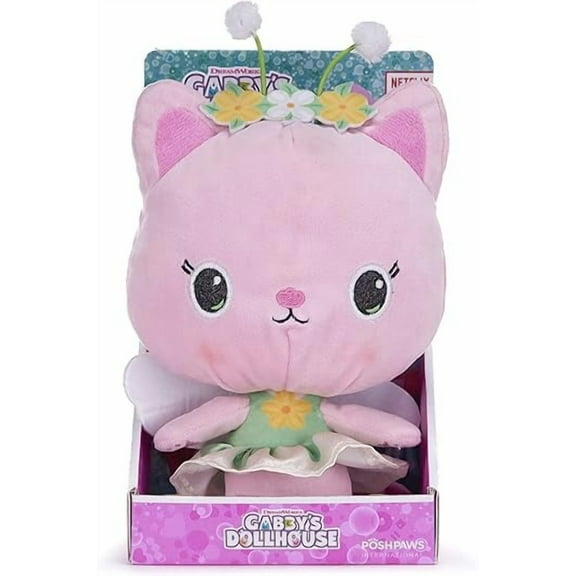 Posh Paws Gabby's Dollhouse 25cm (10-inches) Kitty Fairy Character Soft Plush Toy, Pink