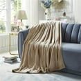 thumbnail image 1 of Posh Percival 60"x70" Chevron Reversible Flannel Jacquard Throw in Taupe, 1 of 10