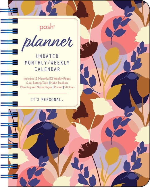 Posh: Planner Undated Monthly/Weekly Calendar : Pink Silhouette Floral