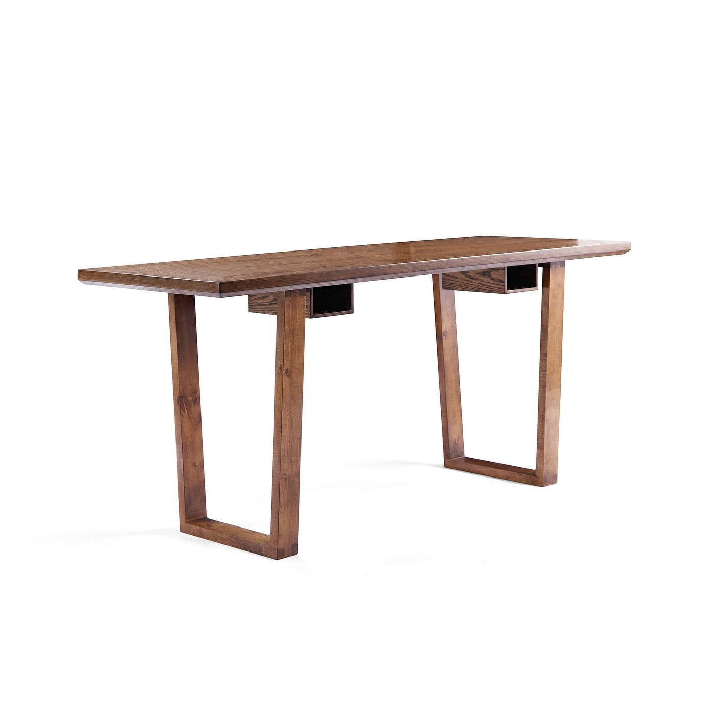 Posh Pollen Aiden Brown Wood Writing Desk with Storage, Deco-Walnut