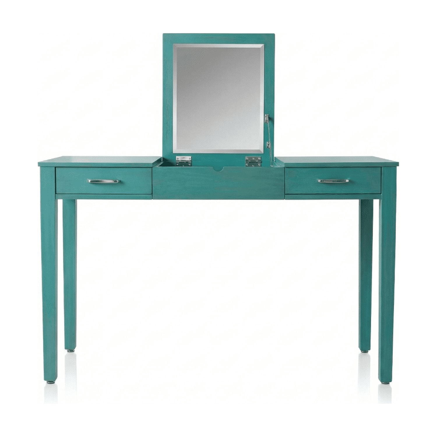 Posh Pollen Amy Wood Portable Power Outlet Writing Desk, Turquoise Finish