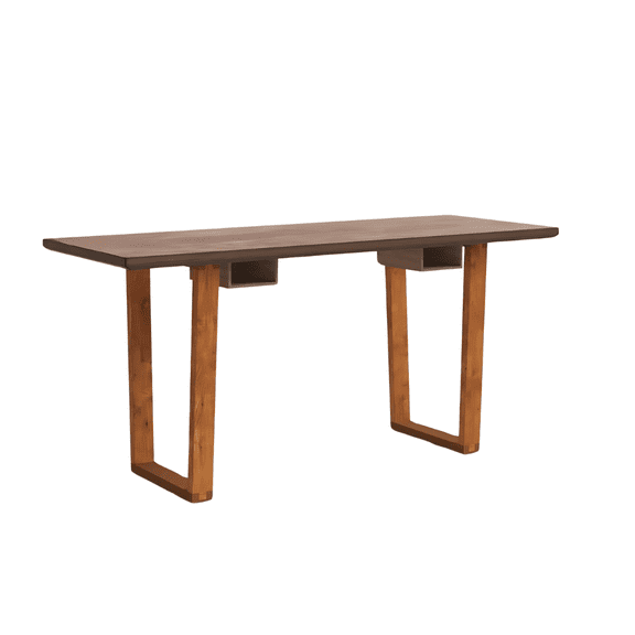 Posh Pollen - Arden Desk - Modern Wood Desk with Open Storage and Trapezoid Legs