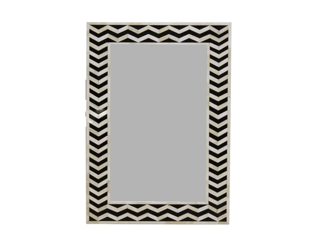 Posh Pollen Mila 0.75" Rectangle Chevron Bone Wall Mirror